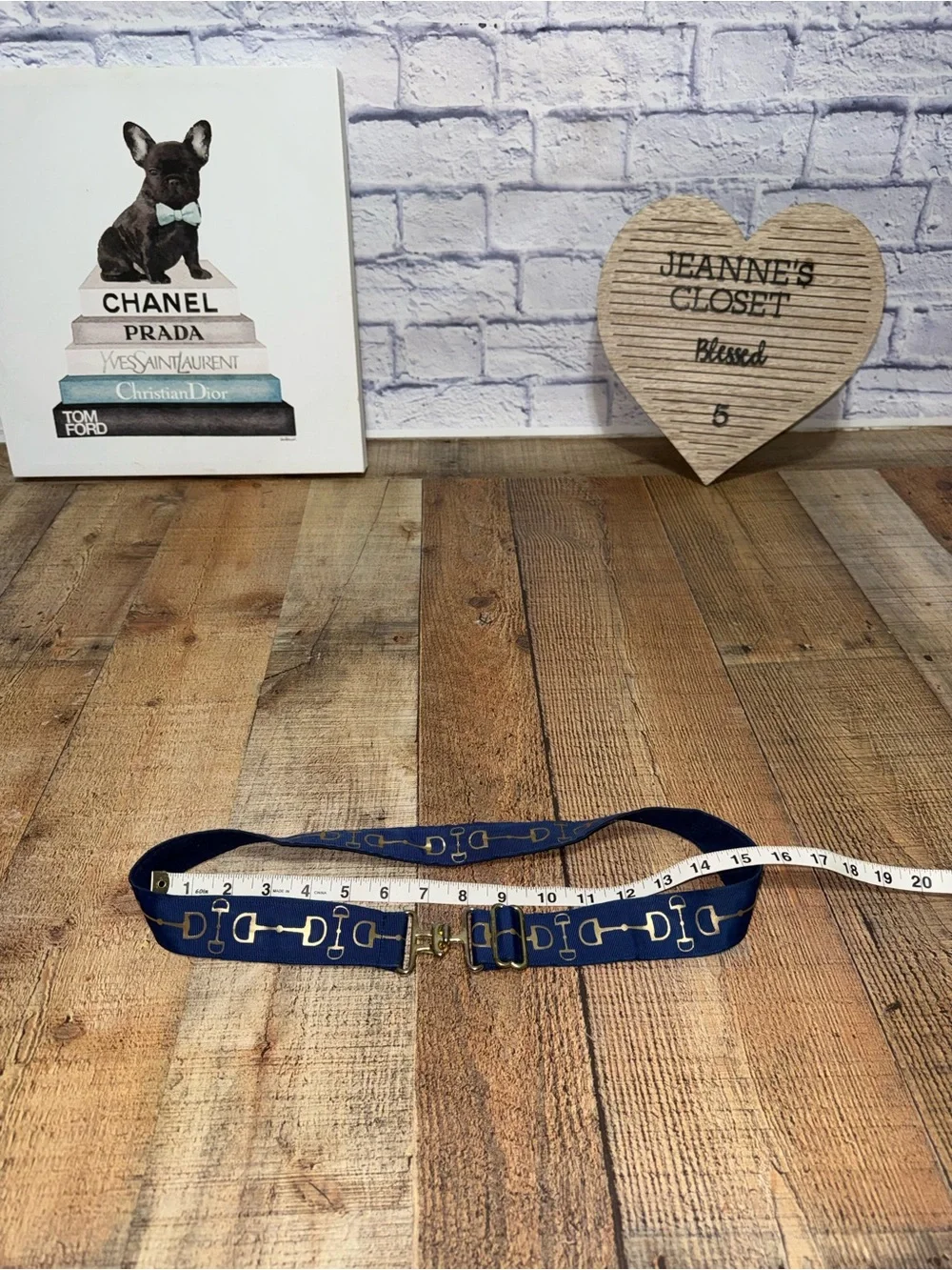 My fancy pony navy equestrian snaffle bit belt with gold foil accents
